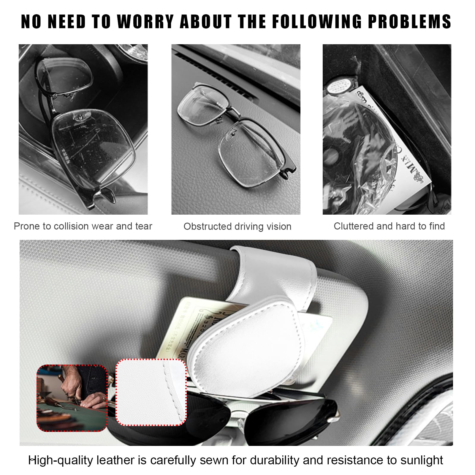 Porte Lunettes ABS Voiture Porte-Lunettes De Soleil Voiture - Clip Pare-Soleil Universel - Organisation Pratique ABS Support Lunettes Pare-soleil