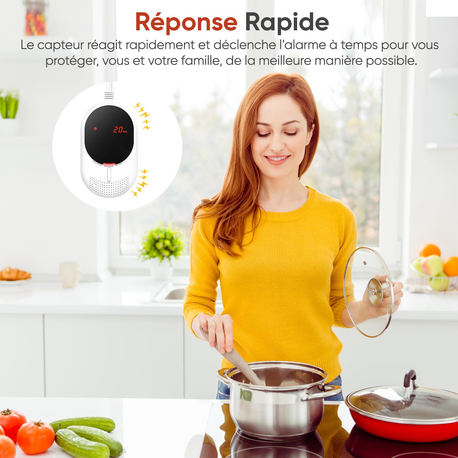 PHYSEN WiFi Détecteur de Gaz et Monoxyde de Carbone avec Écran LED, Certifié EN50291 et EN50194, Compatible Alexa/Google Home App, Détecteur de Méthane et CO pour Cuisine, Chaufferie, Garage