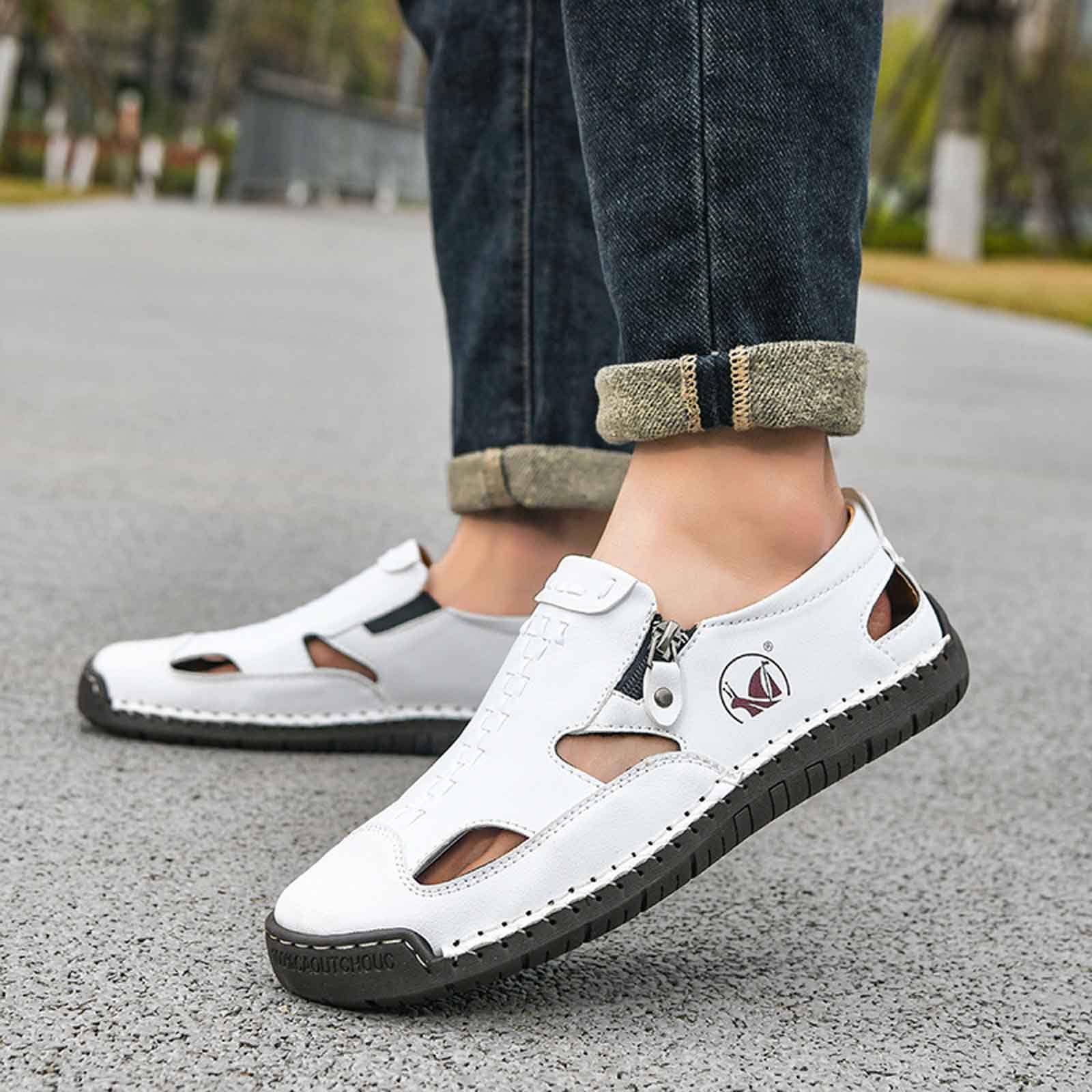 Chaussure Homme Ete Sandale Homme Sandales Confortable Plage Marche Chaussures Pieds Larges Hommes Cuir Été 48 Piscine Pied Large Flexible Barefoot Sandals Randonnée 45 Blanches Plastique D De Corde