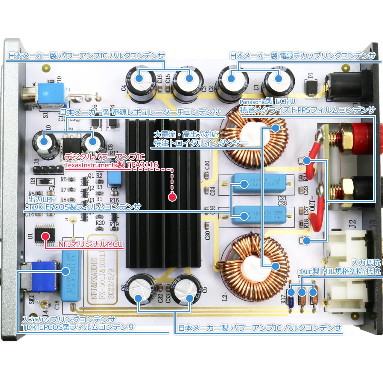 Amazon.co.jp: FX-AUDIO- FX-1001J TPA3116デジタルアンプIC搭載 PBTL