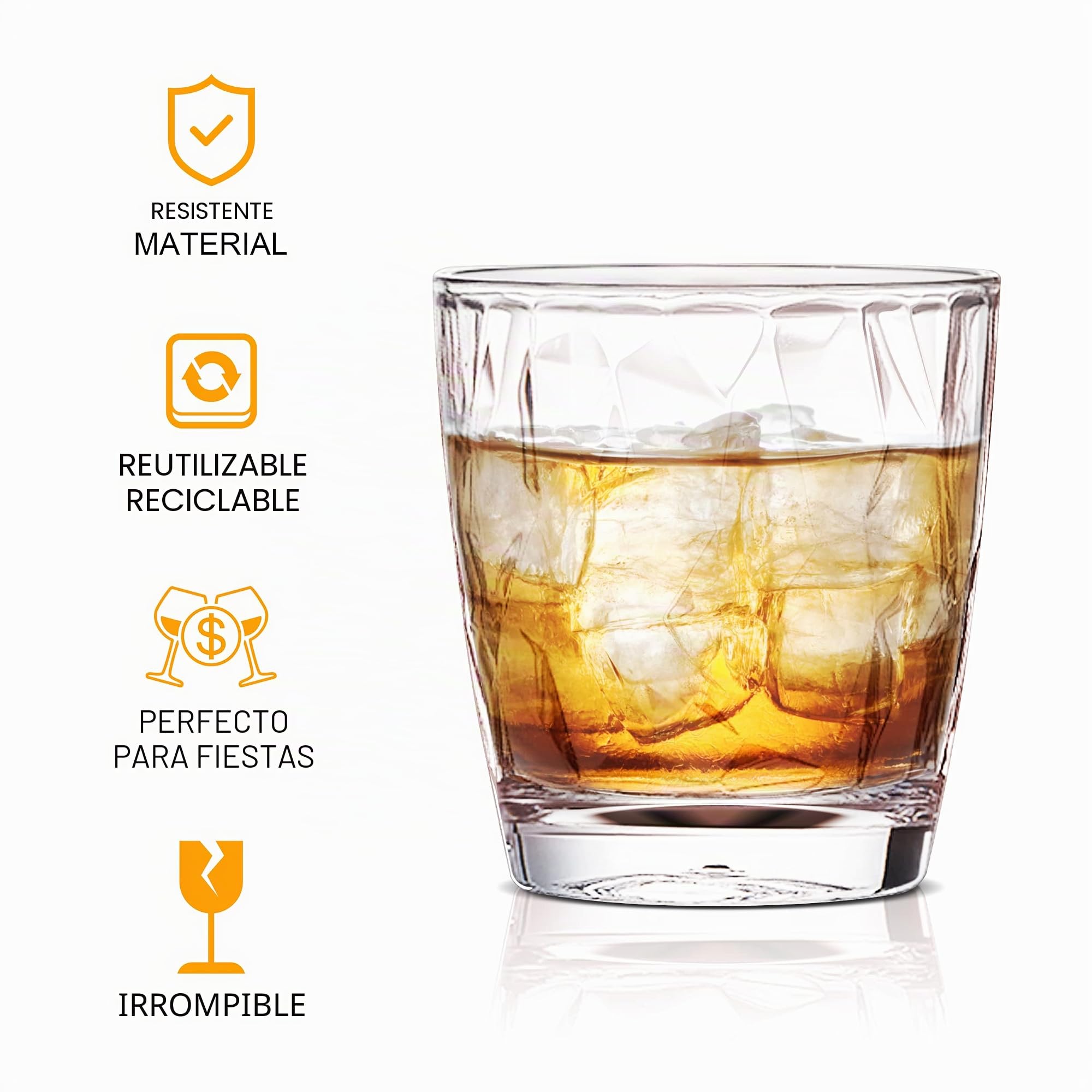 Topsky Set de 4 Vasos de Plástico Transparente, Vaso de Agua y Bebidas, Acrílico, Apilable, Ideal para Uso Diario en Piscina y Hogar, Apto para Lavavajillas y Fácil de Limpiar (Transparente 300ml)