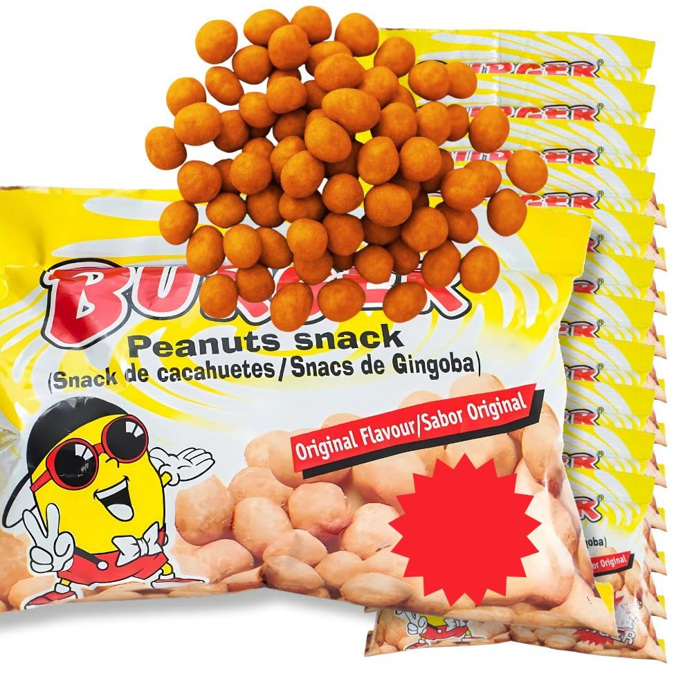 African Peanut Snack | Crunchy Coated Peanuts, Authentic Ghanaian & Nigerian Street Food | Delicious Sweet & Savory Peanut Treat (Pack of 12)