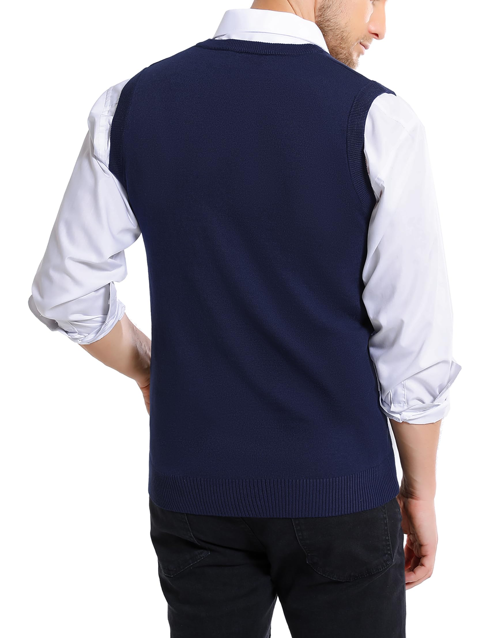 Sykooria Gilet Maglione da Uomo con Scollo V Maglioncino Smanicato Senza Maniche Pullover Gilet Cotone in Maglia Invernale Maglioni e Cardigan da Uomo Casual