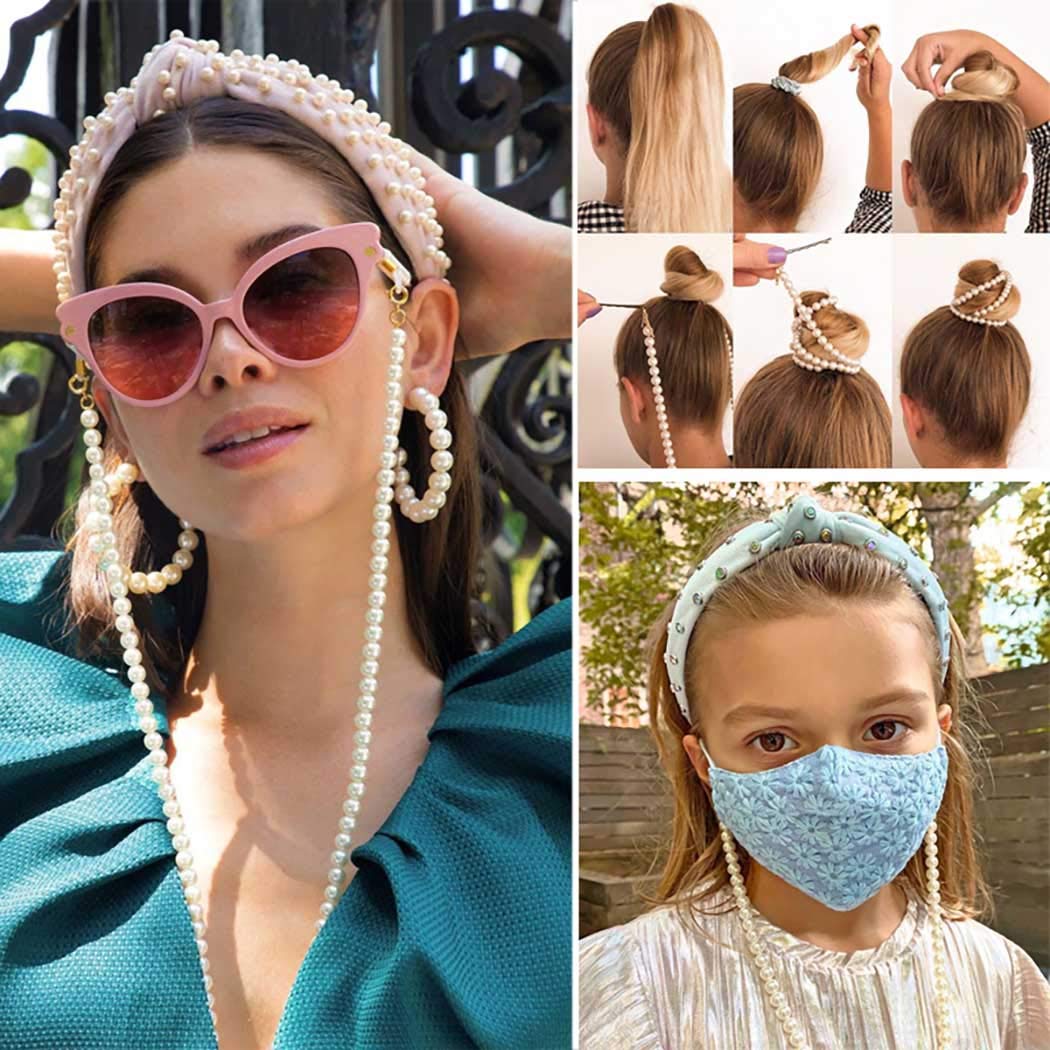Bohend Fashion Pearls Sunglasses Chain Gold Face Mask Chain Pearl Eyeglasses Chain Accessories For Eyeglasses And Face Masks