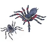 SIENON 2Pcs Realistic Wolf Spider Animal Toys, Lifelike Whiteknee Tarantula Insect Figure Action Model for Kids Education Halloween Pranks Props Decorations