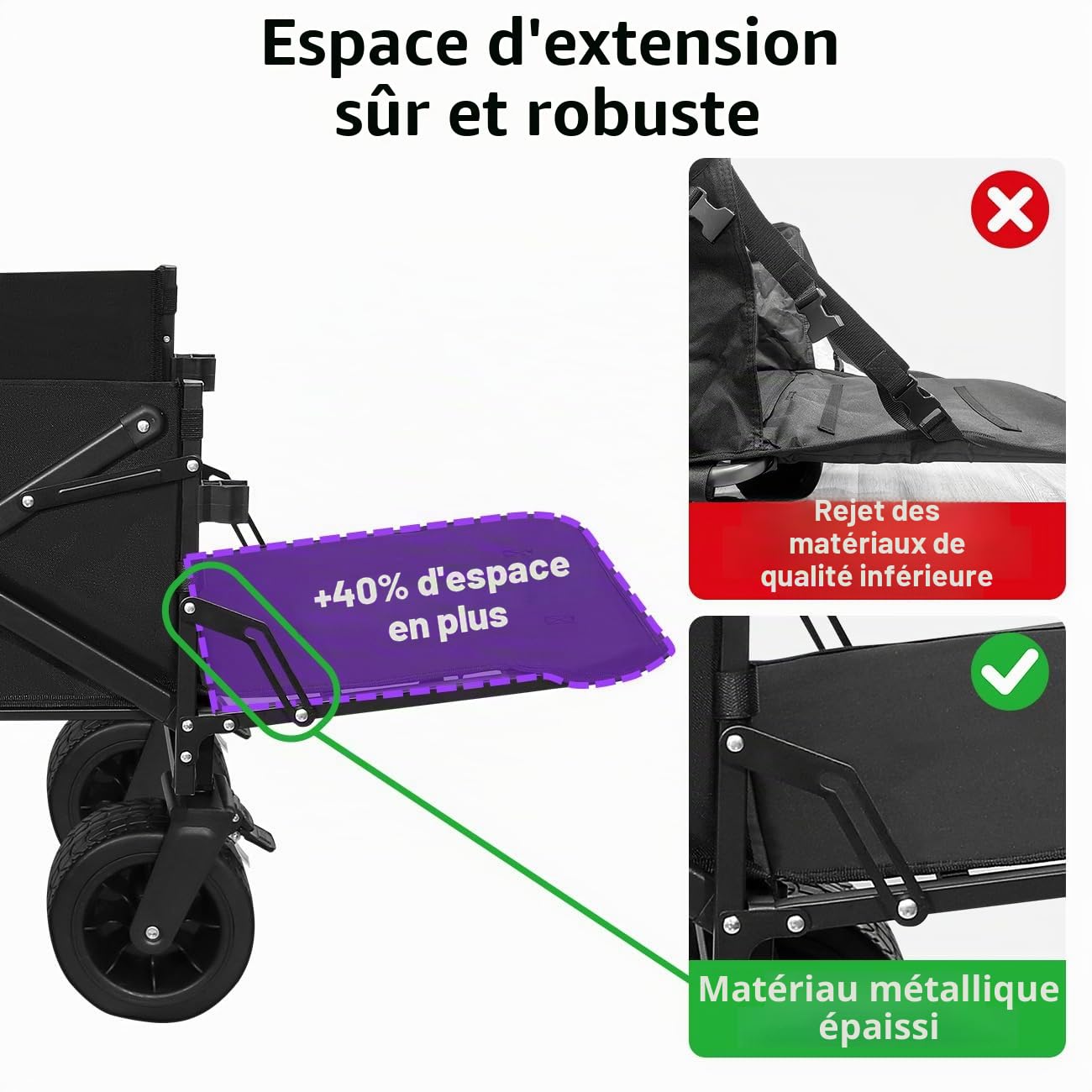 GGW Poussette pour Chien Tout Terrain, pour Chiens de Taille Moyenne à Grande Jusqu'à 50kg, Idéal pour Chiens Âgés et Post-opératoire
