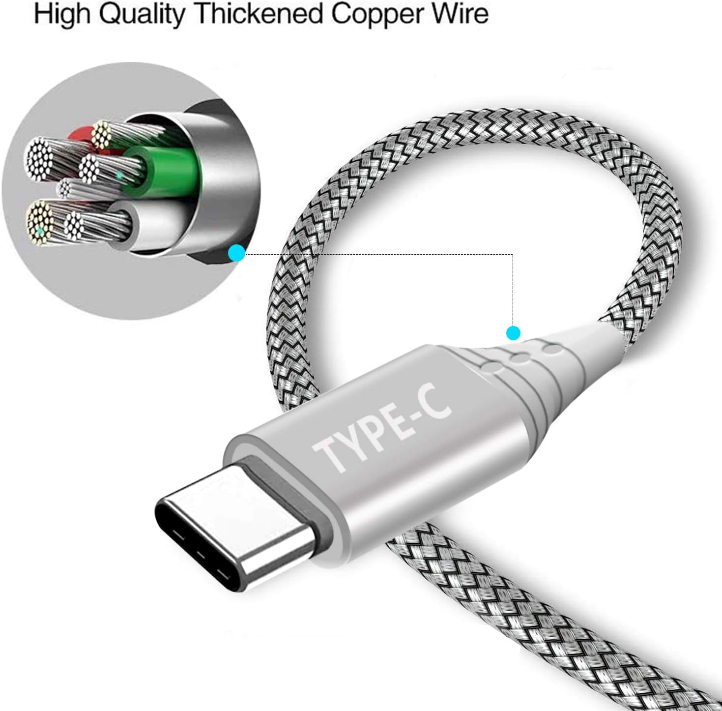 USB C Cable 3-6-6-10-ft Charger Cord for LG Velvet 5G G7 V40 V60 Thinq K51 Q7+,Stylo 7 6 5,Samsung Galaxy S21 A12 A72 A41 A21,3A Fast Charge Charging