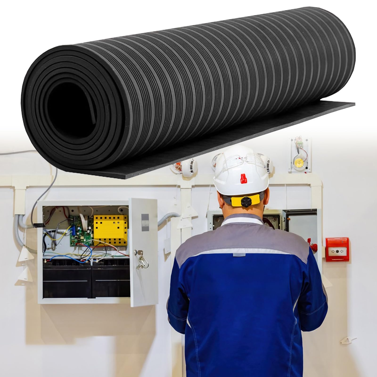 Tapis de protection contre les chocs de 4 m x 3 mm en caoutchouc isolant et robuste noir