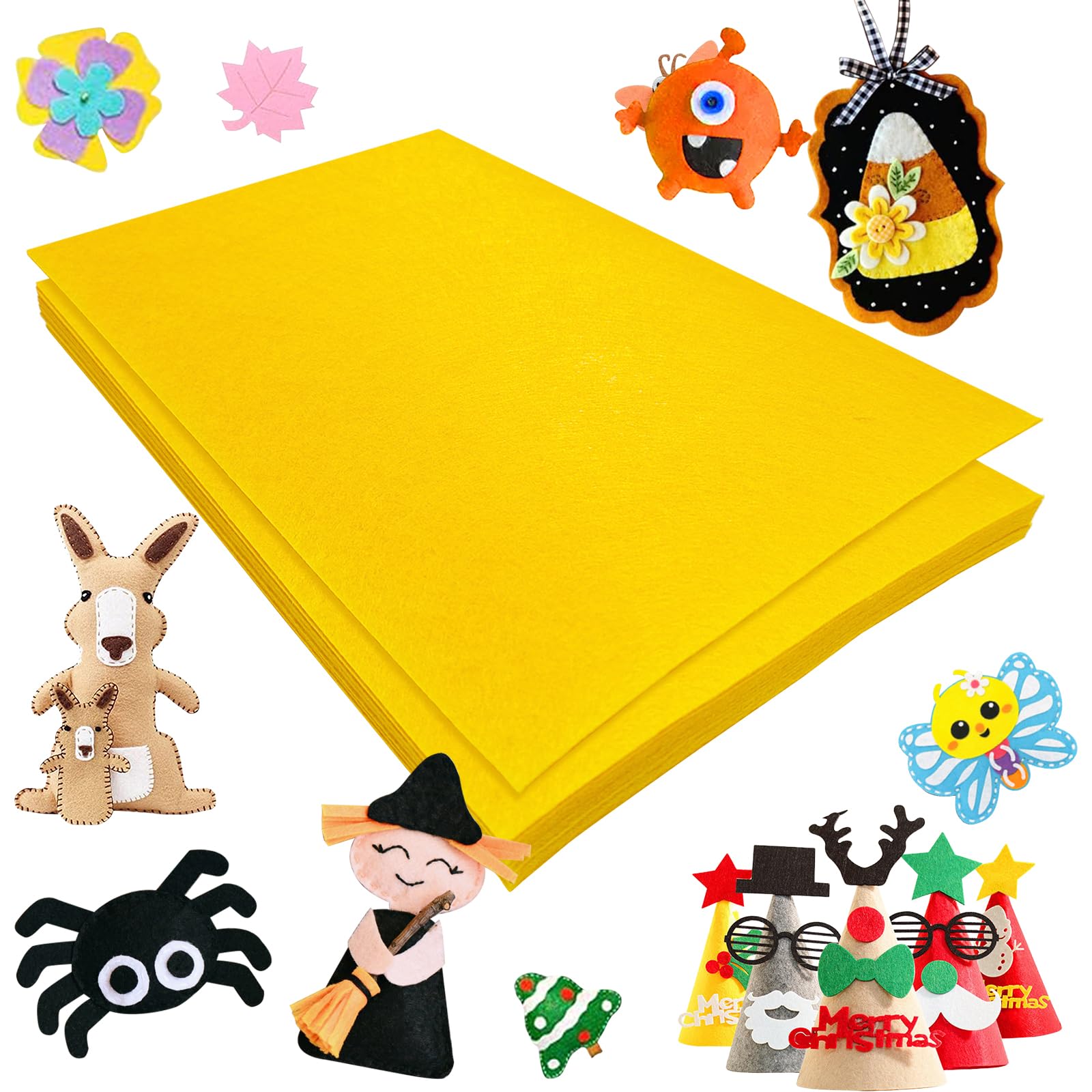 Jtnohx Stiff Felt Sheets, 11 Pcs Felt Fabric, 17.78×28.7cm Colour Fabric Square for Crafts Craft Material for Sewing(Yellow) - Image 4