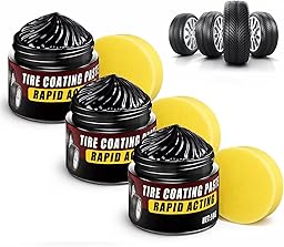 2026 Tire Coating & Trim Restorer, Bring Back the Original Deep Black Shine to Rubber and Plastic,Car Detailing Kit Tires Shines Applicator Shiny Stuff (3pcs)