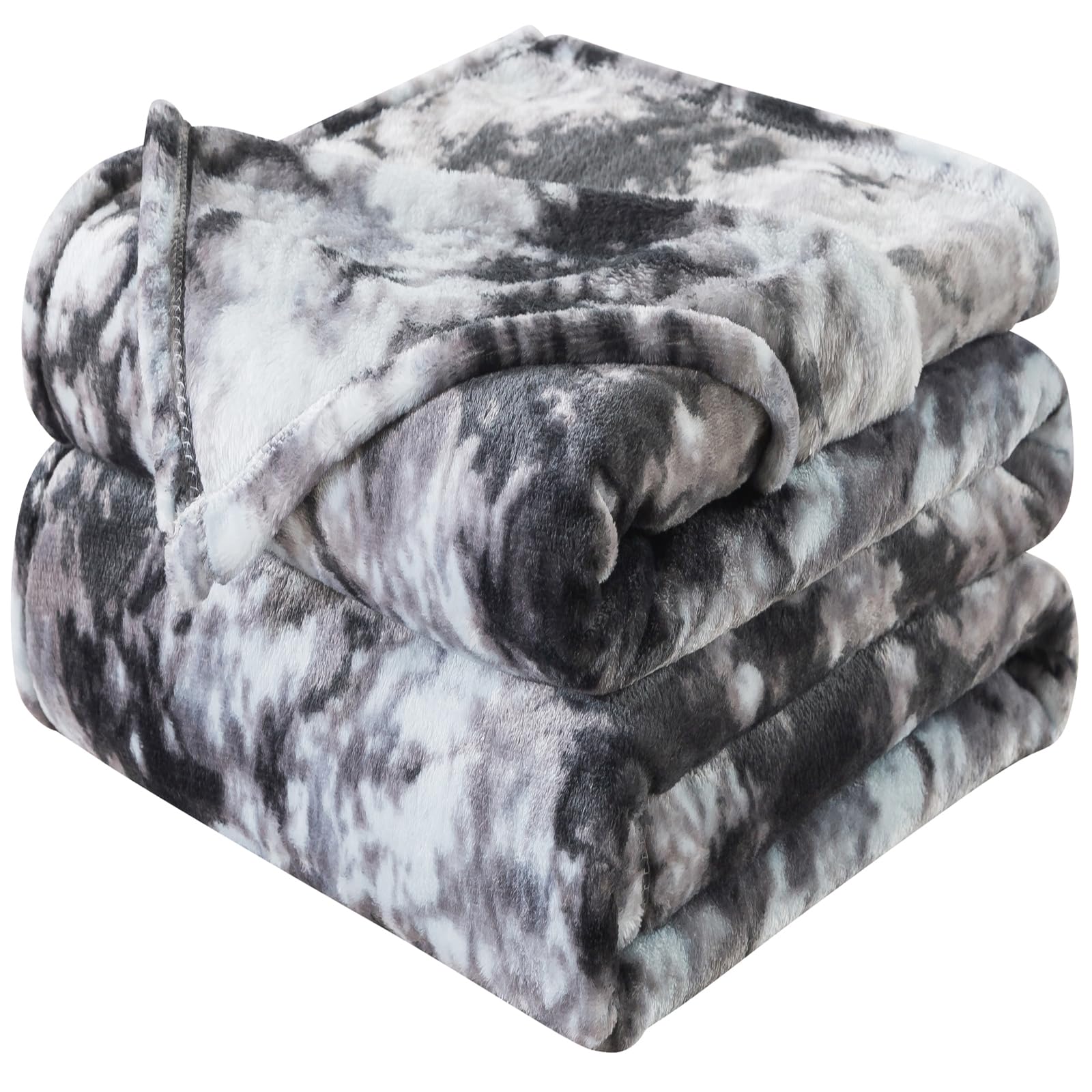 Hozy Tie Dye Grey Fuzzy Faux Fur Throw Blanket, Super Soft And Cozy, Luxury Fluffy Throw Blankets For Bed, Couch, Chair And Sofa - 230 X 270Cm