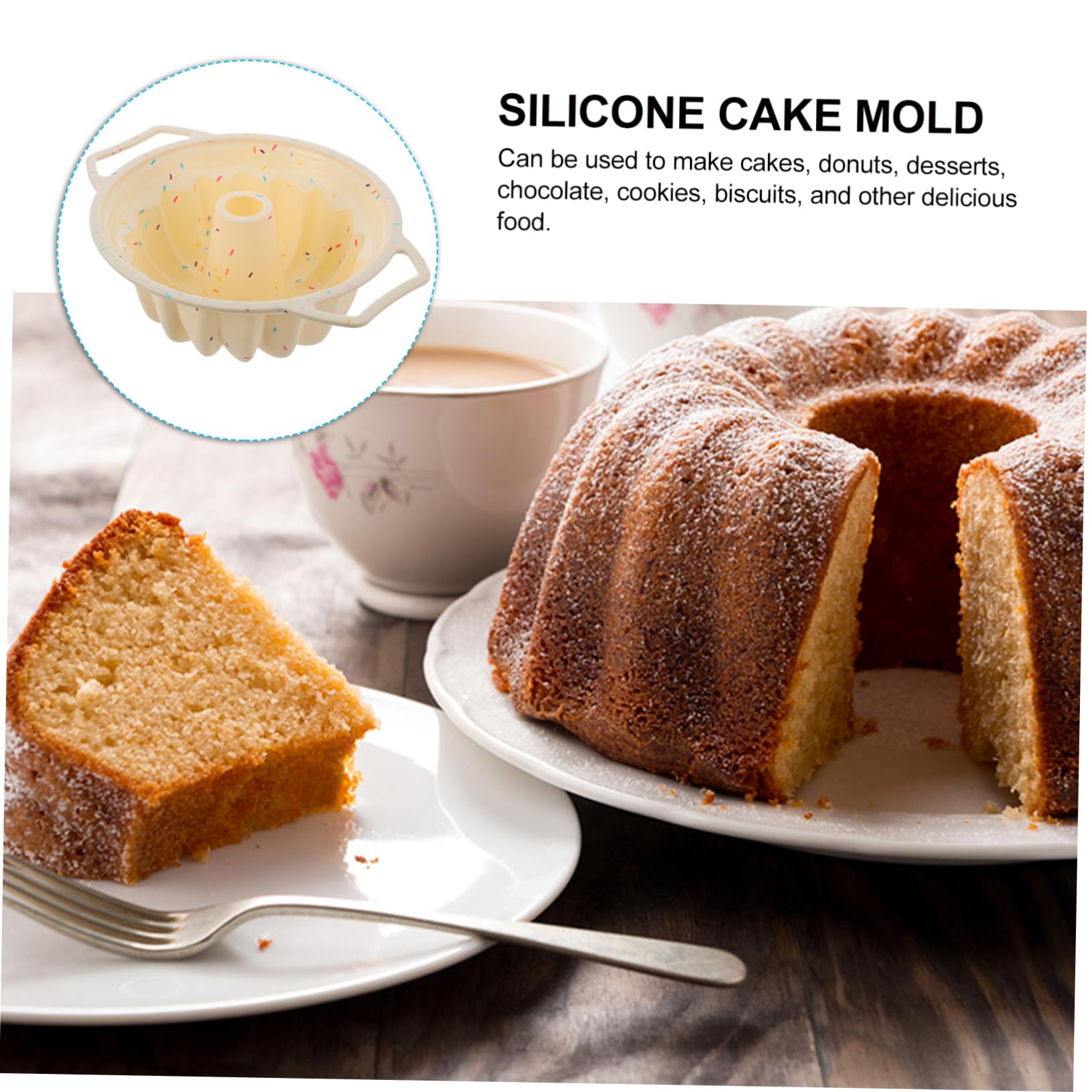 LIFKOME Stampo Rotondo in Silicone per Dolci Struttura a Spirale e Bordo Rinforzato, Facile da Pulire, Adatto per Dolci e Biscotti in Casa o Pasticceria Professionale