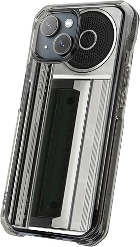 Hybrid Clear Phone Case for Apple iPhone 12 Mini, Vintage Radio 2 Print, Sturdy Backface with Soft Cushioned TPU Sides, Print in USA