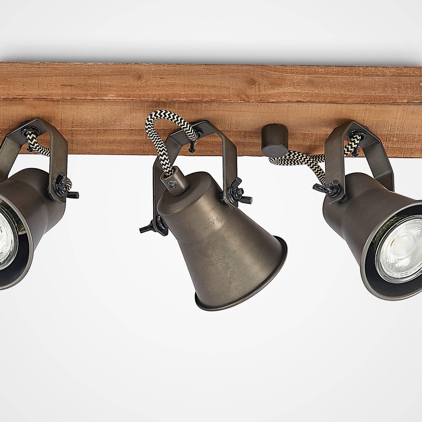 Lindby Strahler Grandesa (Retro, Vintage Antik) aus Holz (4 flammig GU10) - Deckenleuchte Deckenspot Spot Lampe Deckenlamoe Wohnzimmerleuchte