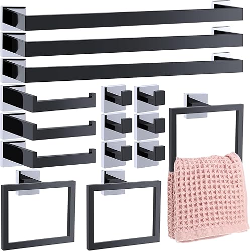 Miniatura 7 de Gisafai Juego de accesorios de baño de 15 piezas, kit de barra de toalla de baño de 23.6 pulgadas, juego de accesorios de baño de acero inoxidable,