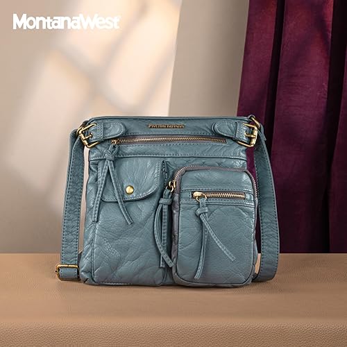 Miniatura 6 de Montana West Crossbody Bag for Women Multi Pocket Shoulder Medium Travel Purses Ultra Soft Washed Leather
