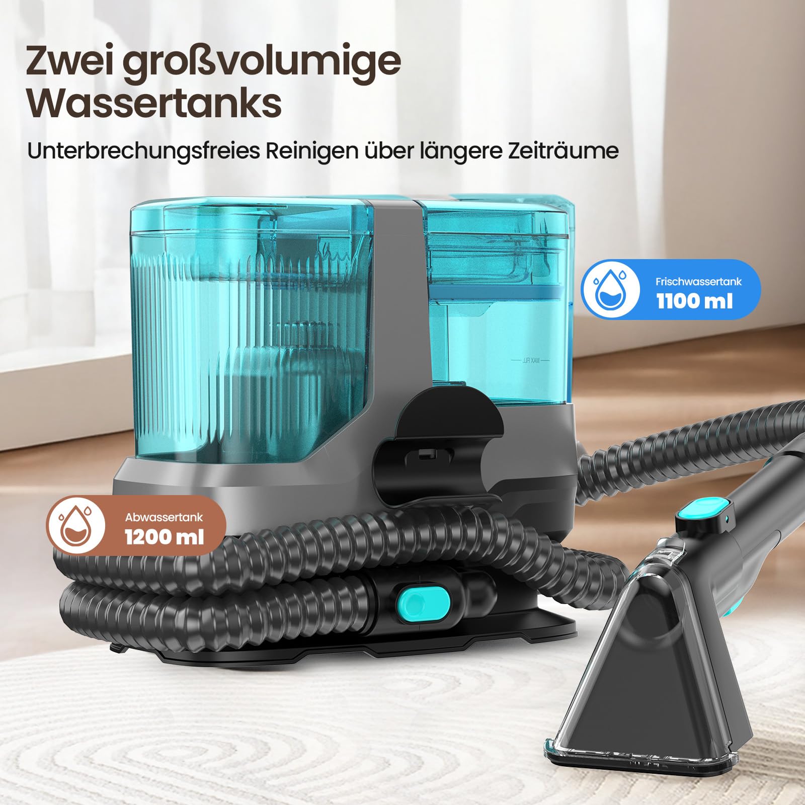 C688 aspiradora limpiadora 4 en 1, 25000 Pa, 1800 W. Calefacción, desinfección, pantalla LED y avisos vocales. Ideal para sofás, alfombras, asientos auto, colchones, cojines mascotas