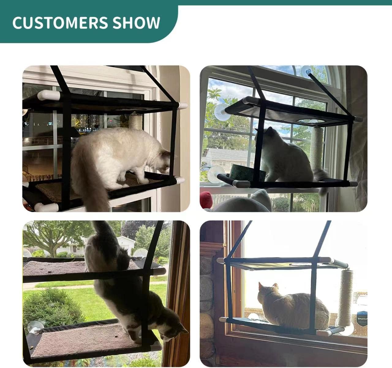 Cat Window Perch, Cat Hammock Window, Free Fleece Blanket Extra Large Sturdy Cat Bed Cat Resting Seat Space Saving for Indoor : Pet Supplies
