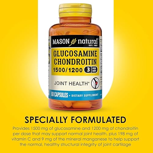 Miniatura 4 de MASON NATURAL Glucosamina condroitina 15001200 3 por día con vitamina C - Apoya la salud de las articulaciones, mejora la flexibilidad y movilidad*,