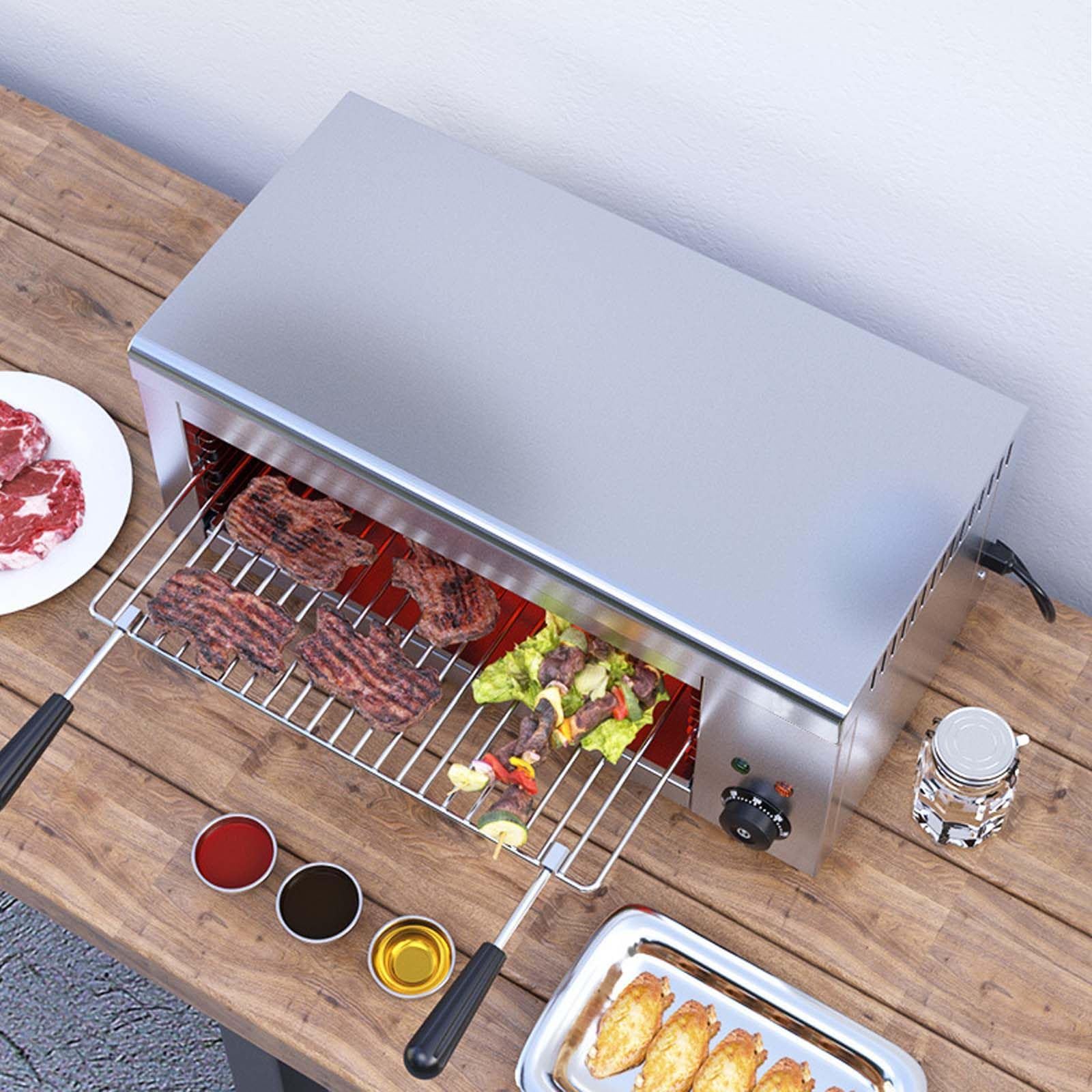 Salamandra Eléctrica Profesional De 2000 W, Gratinador De Acero Inoxidable con Temperatura De 50–300 °c, Parrilla Ajustable En 4 Alturas Y Bandeja Recogegotas