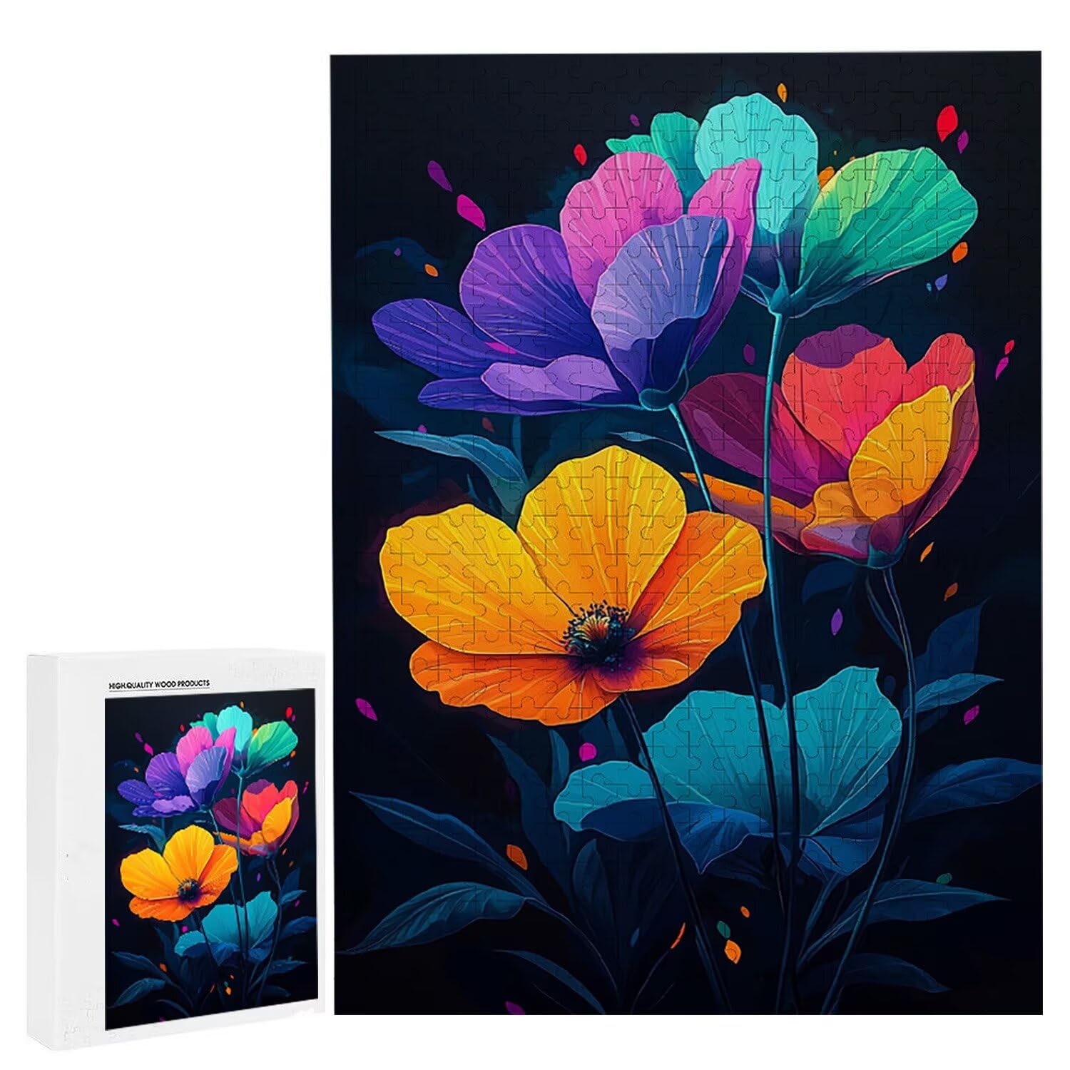 Puzzle dla dorosłych 1000 sztuk kolorowych kwiatów, 1000 puzzli dla dorosłych, gra edukacyjna, 76 x 50 cm, odpowiednie do dekompresji i dekoracji ścian pokoju, prezenty j-58