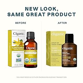 Cliganic Organic Ylang Ylang Essential Oil, 100% Pure Natural for Aromatherapy | Non-GMO Verified (Packaging May Vary)