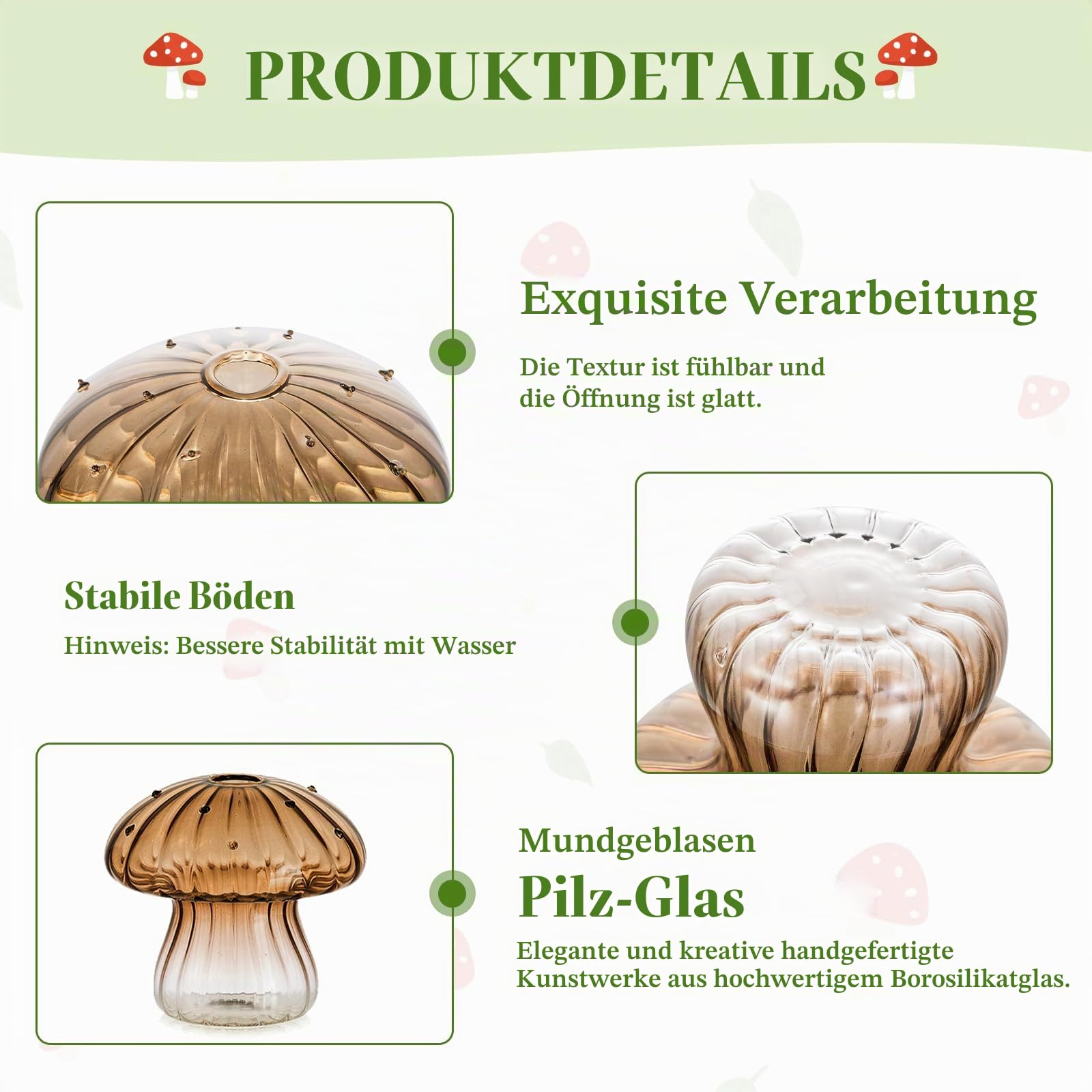 Glasseam Pilz Kleine Vasen für Deko: Vase Klein Glas Propagation Station