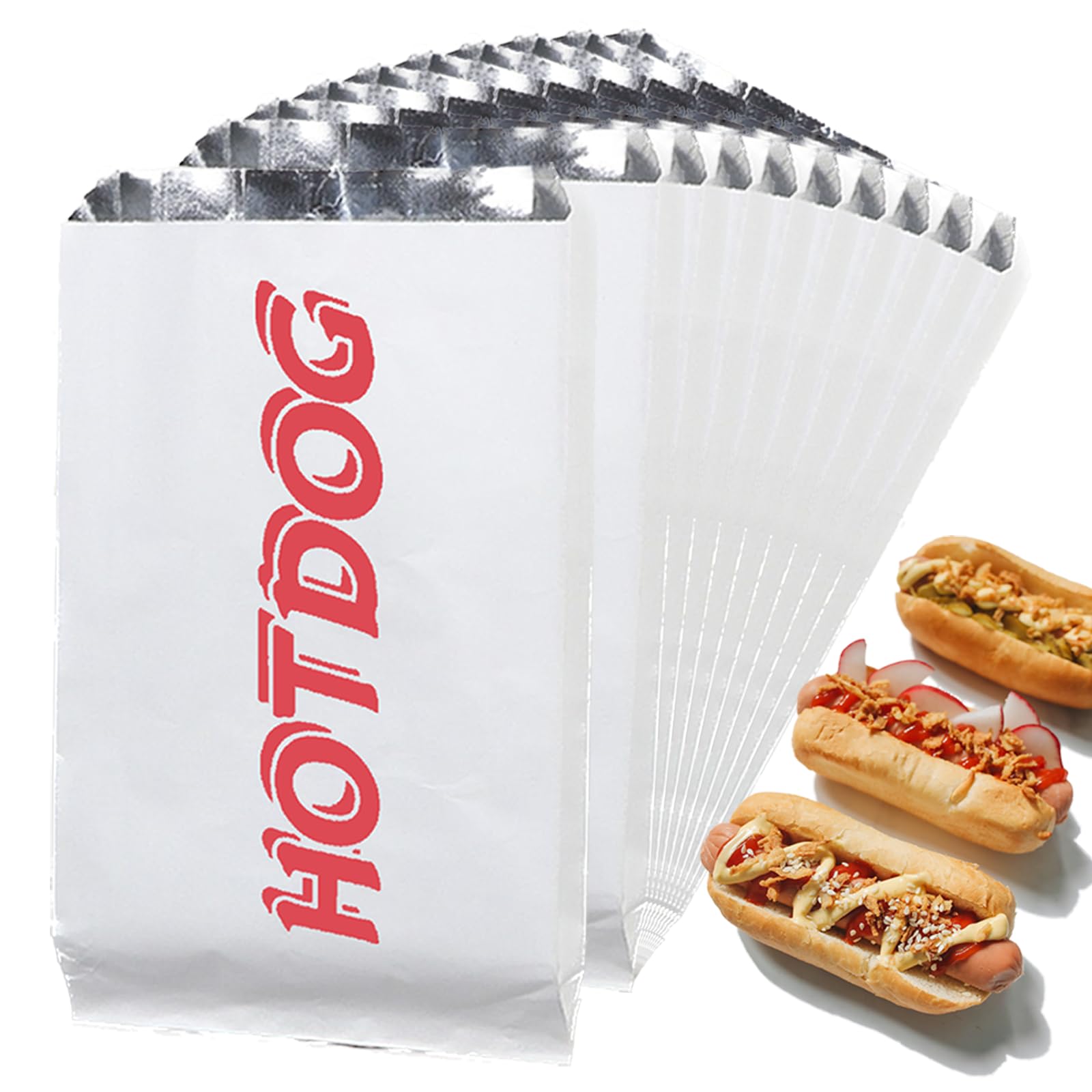 220 Pcs Hot Dog Wrappers, Aluminum Foil Hot Dog Bags, Grease Bags for Kitchen, Greaseproof Foil Burger Bags Pouches, Party Supplies for Concession