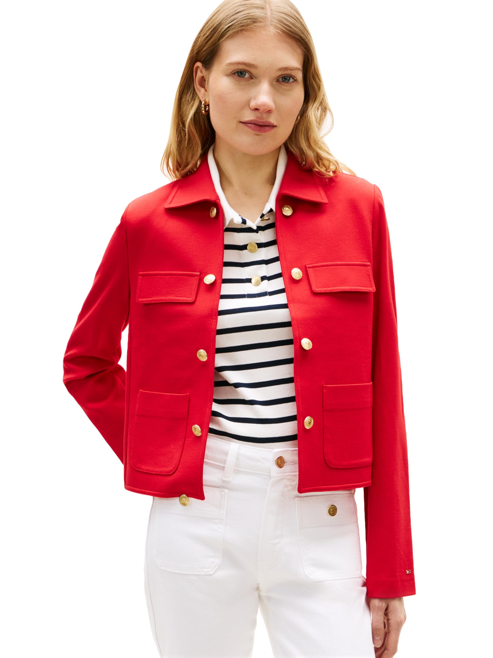

                                                    Tommy Hilfiger Women's Ponte Novelty Band Jacket, 