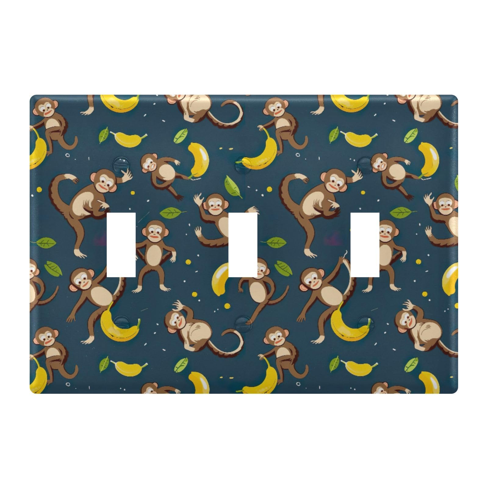 Light Switch Cover Cute Monkey Banana Wall Plates for Electrical Outlets 3 Gang 202a8962