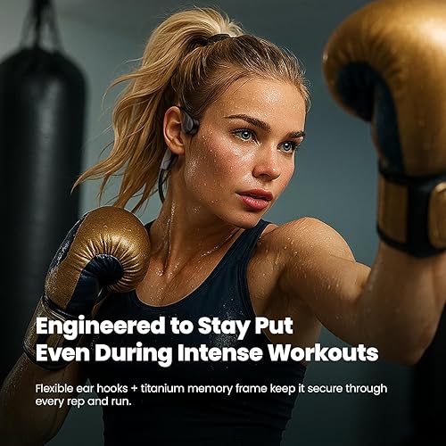 Miniatura 8 de Auriculares de conducción ósea, auriculares Bluetooth V6.0 de conducción ósea con micrófono, auriculares de oreja abierta 12 horas de reproducción,