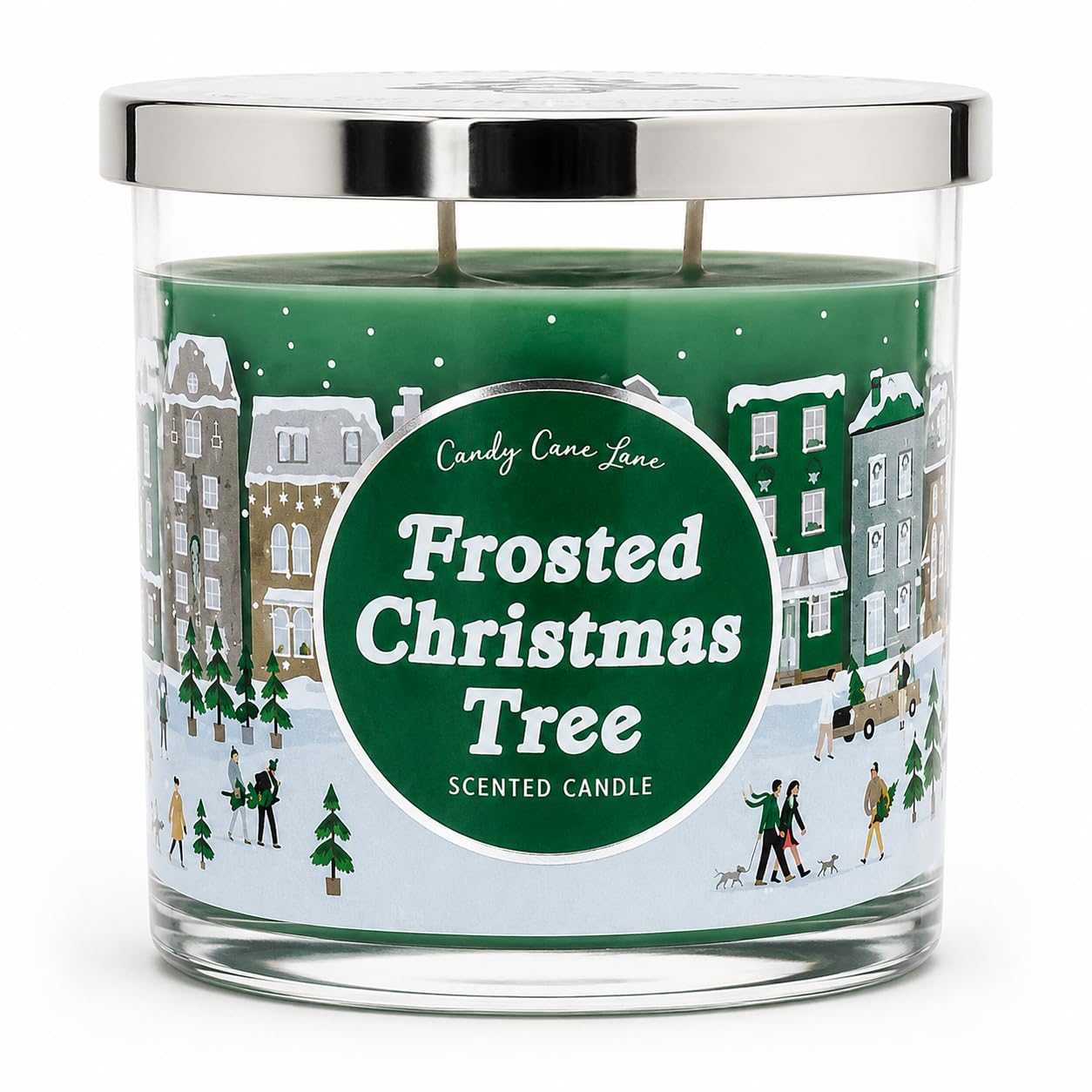 eBoutik - Large Festive Frosted Christmas Tree Scented Candle Lighting Decoration – Long Burning Up to 90 Hours – Xmas Home Décor, Stocking Filler & Hamper Gift