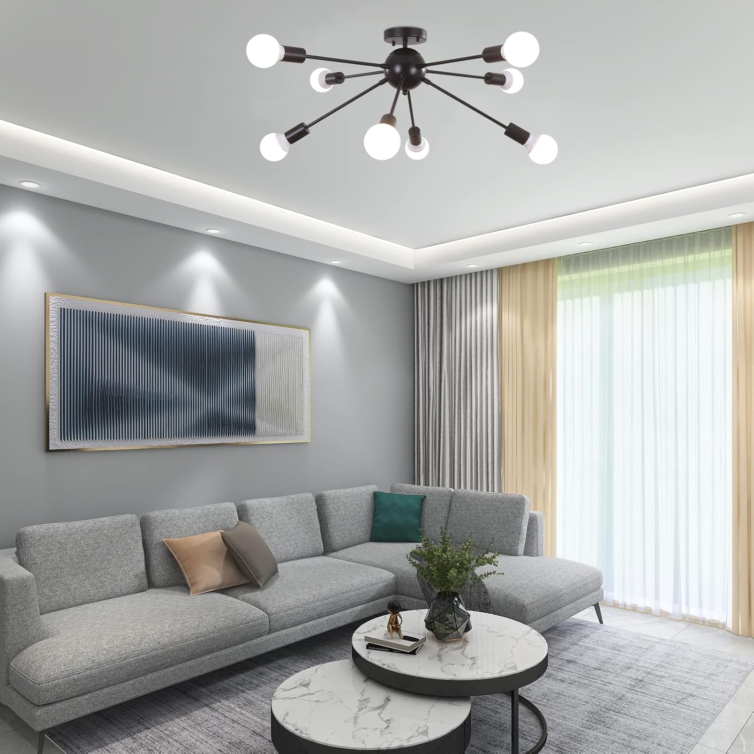 Flаѕh Dеаlѕ - 80% оƒƒ 8 Lights Flush Mount Ceiling Lights Sputnik Chandeliers Modern Ceiling Lamp for Living Room Bedroom Dining Room Hallway Study Room Blасk Frіdау - 70% оƒƒ 8 Lights Flush Mount Ceiling Lights Sputnik Chandeliers Modern Ceiling Lamp for Living Room Bedroom Dining Room Hallway Study Room