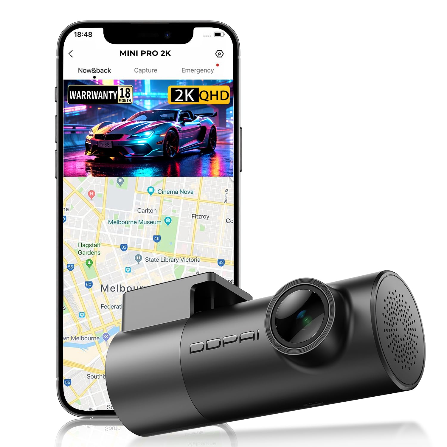DDPAI MINI PRO Dash Cam for Car, with Wi-Fi 3MP 2K FHD+ Camera | App Control | Emergency Accident Lock | Night Vision 140° Wide Angle | Car Dashcam with G-Sensor | Built-in Super Capacitor, Mic