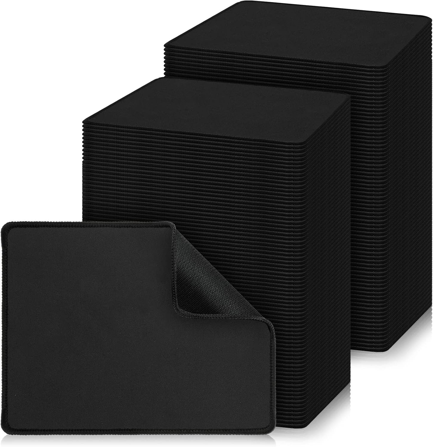 Xuhal 100 Pack Mouse Pad with Stitched Brims Black Mouse Pad 2mm Non Slip