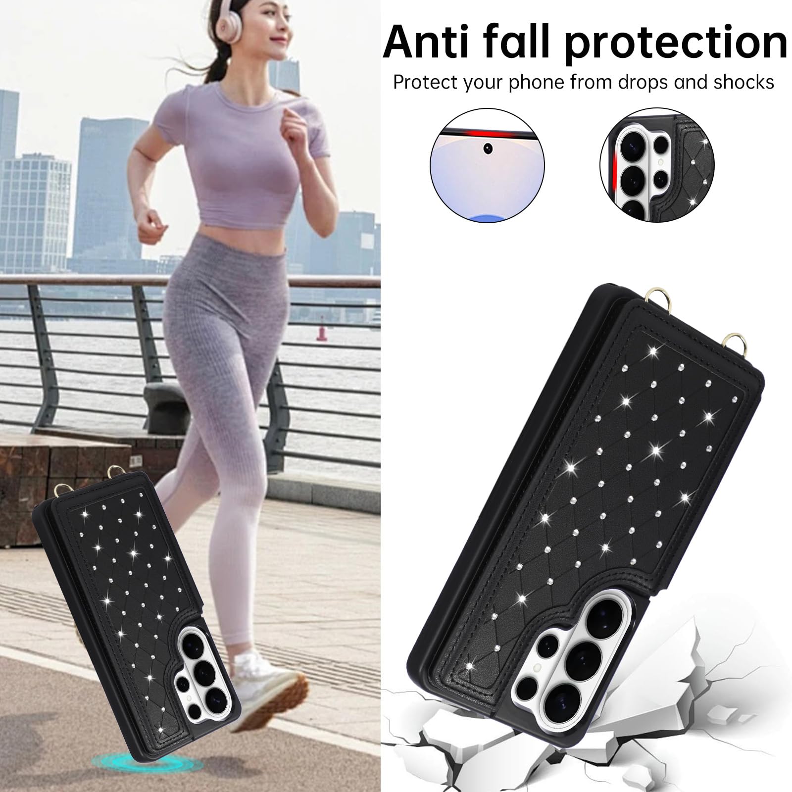 Custodia a portafoglio per Samsung Galaxy S26 Ultra con scomparti per carte di credito e cinturino, blocco RFID, custodia a portafoglio magnetica, custodia protettiva a tracolla con