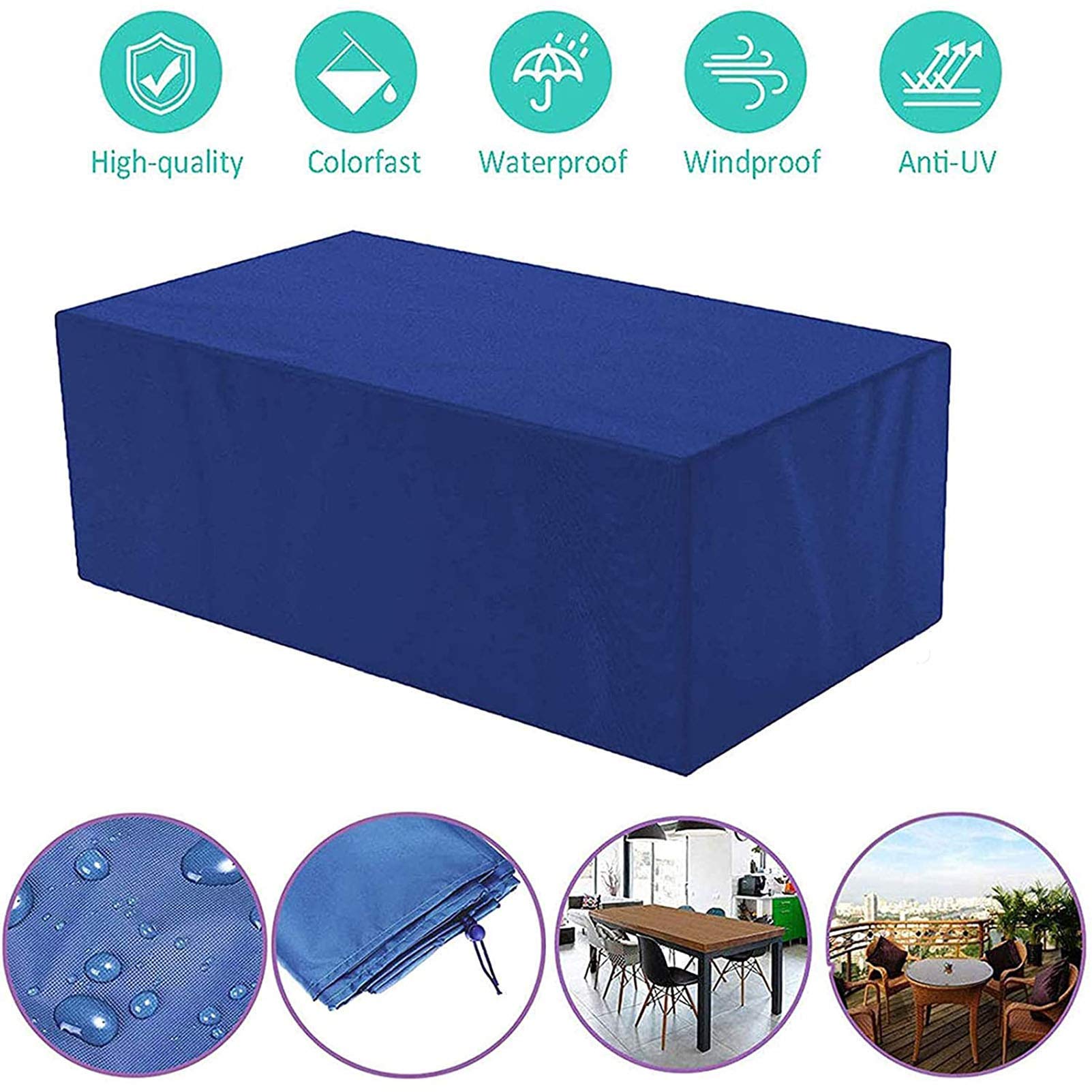 Fodere per mobili da Giardino Antivento 210x110x70cm, Fodere per Patio Impermeabili, Fodere per mobili da Esterno, Pioggia e Neve Antipolvere Antivento durevoli e comode