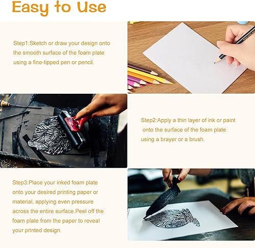 Miniatura 9 de Cholemy 120 placas de impresión de espuma de 9 x 12 pulgadas, hojas de espuma blanca de 120 pulgadas de grosor, juego de papel de espuma para hacer