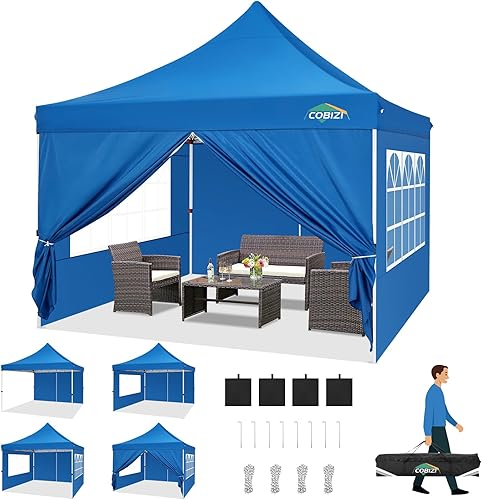 Miniatura 36 de COBIZI Carpa 10x20 Pop Up con paredes laterales, carpa comercial impermeable Ez al aire libre, cenador instantáneo con protección UV 50+ para
