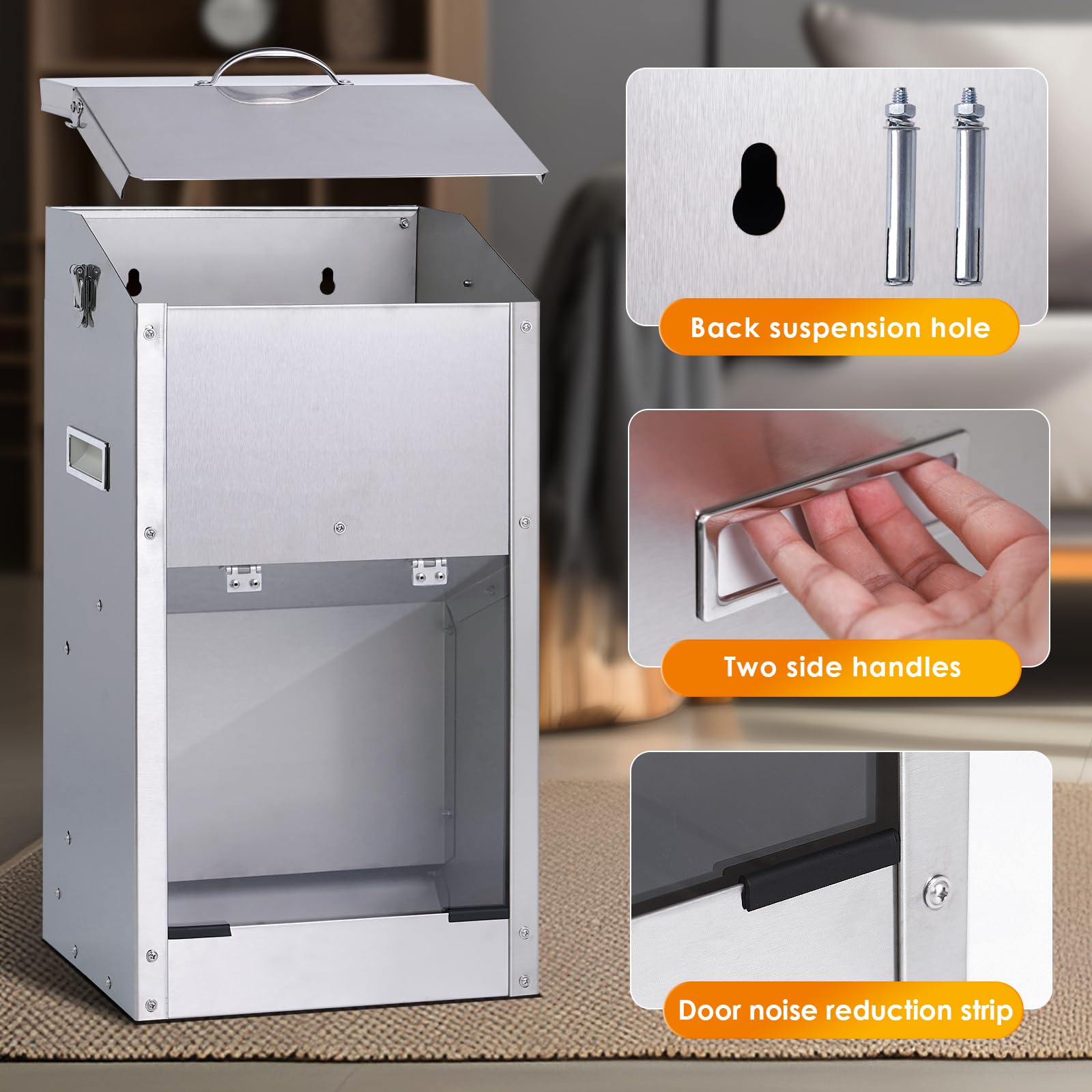 Comedero automático para perros de raza grande, dispensador automático de comida para perros, 25 libras, gran capacidad, acero inoxidable, estación de alimentación para mascotas, dispensador