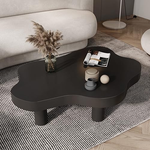 HM&DX Mesa auxiliar de madera irregular en forma de nube, mesa auxiliar gruesa de esquina redonda, mesa de cóctel moderna con 3 patas para muebles