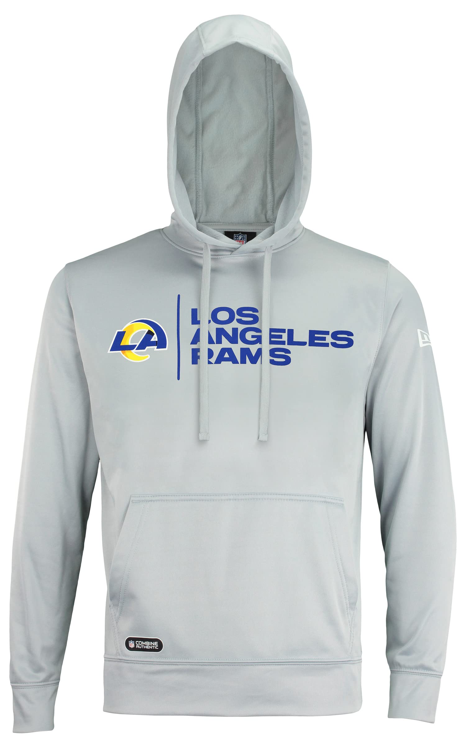 New Era NFL Men's Cool Grey Gametime Pullover Performance Hoodie, Pro Football Sweatshirt, Los Angeles Rams, X-Large