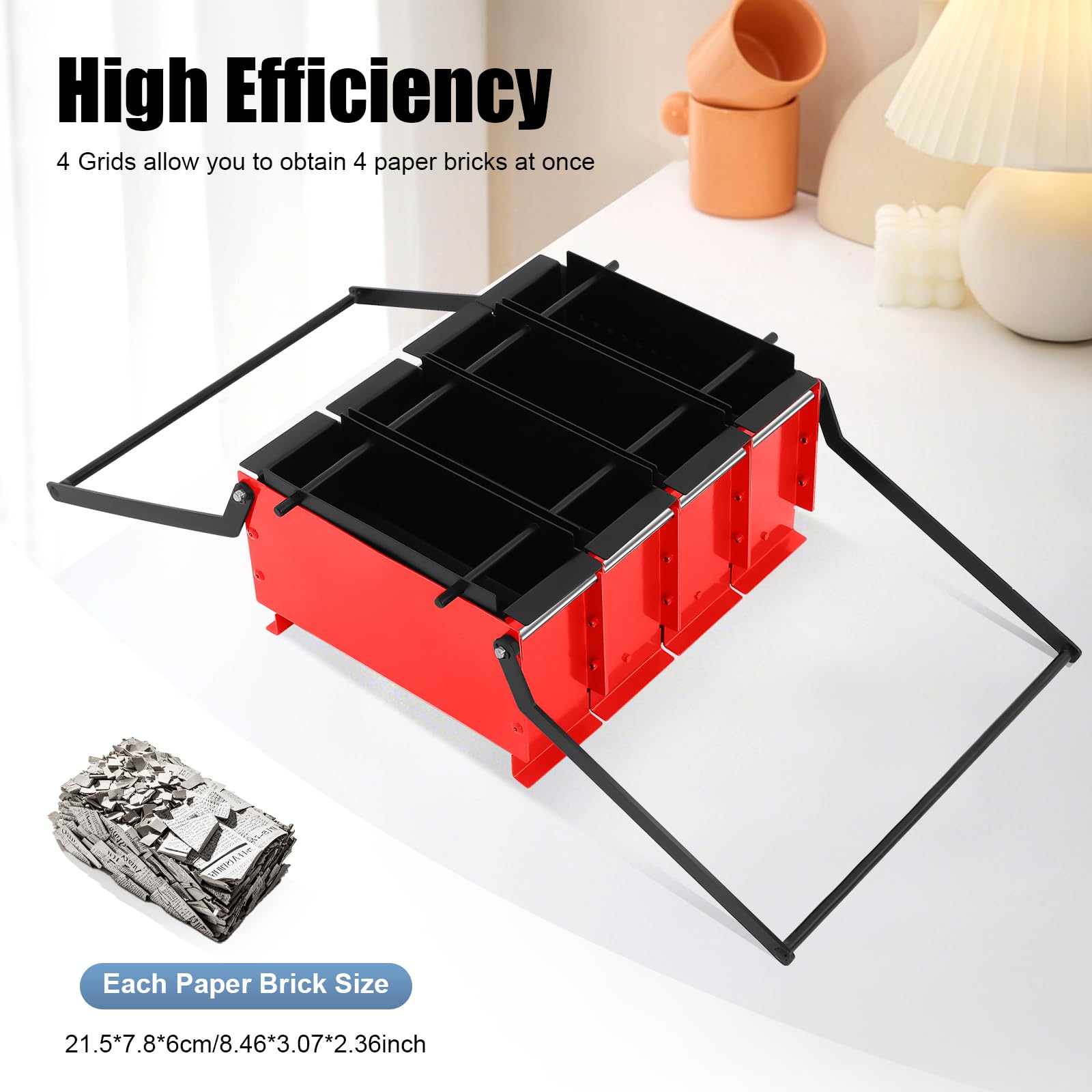 Manual Paper Brick-Making Machine, Briquettes Press for Waste Paper, Coal, and Carbon, Paper Log Brick Briquette Maker for Home Garden Heating Fire Stove Fireplace Tool