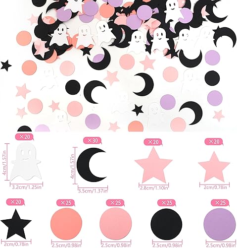 Miniatura 2 de 210 unidades de confeti rosa de Halloween, confeti de cumpleaños de Halloween, confeti rosa de Halloween para niñas, confeti fantasma para