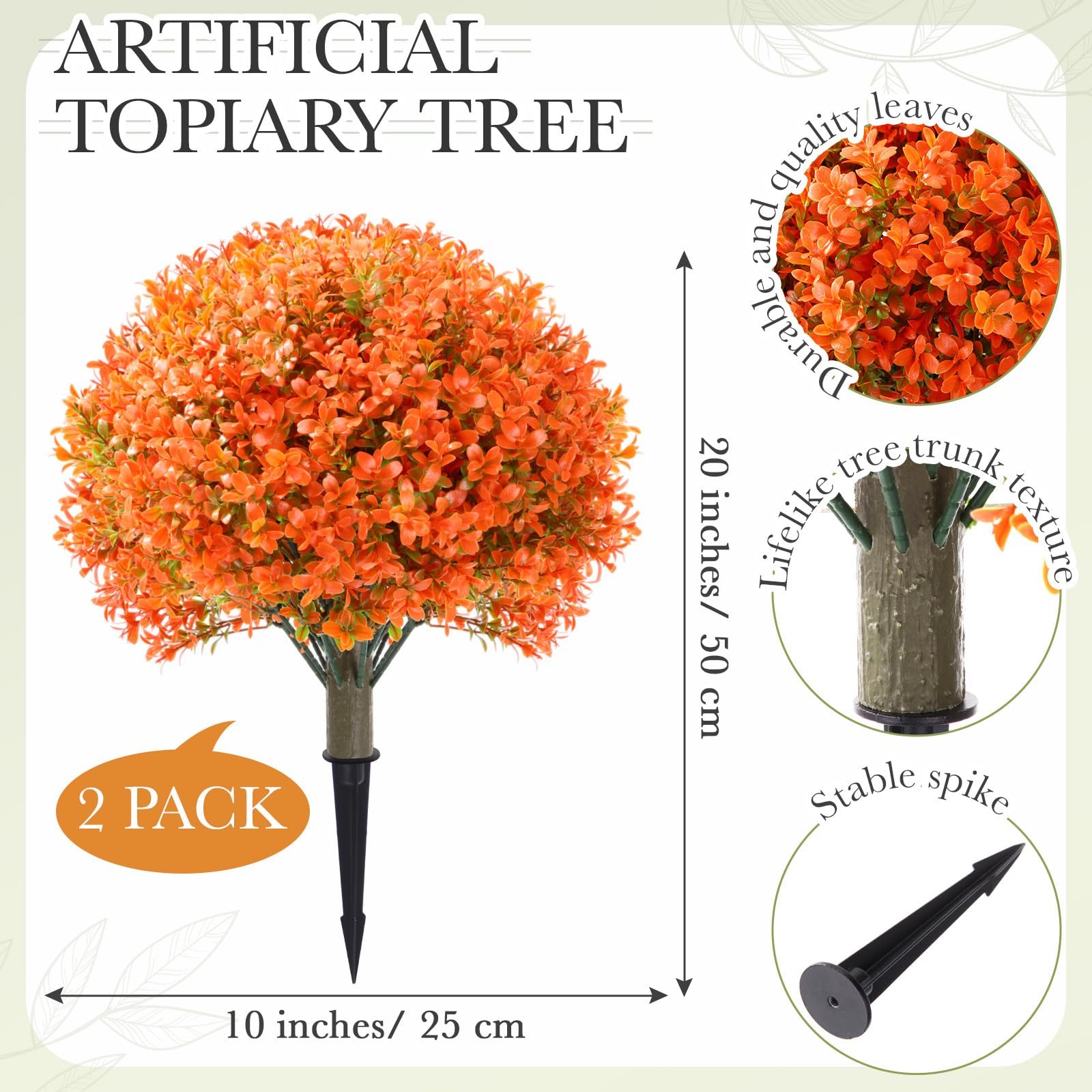 Yunlly Confezione da 2 cespugli artificiali di bosso da 45,7 cm, piante topiarie finte per esterni, realistiche, resistenti ai raggi UV, arbusti finti con punte, per veranda anteriore, giardino