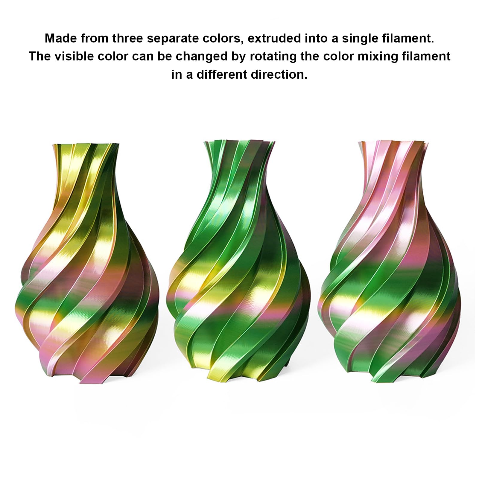 Materiały eksploatacyjne do druku 3D 1,75 mm Złoty Zielony Magenta Starannie nawinięty PLA Filament do drukarki 3D Trójkolorowy jedwab Biodegradowalny materiał skrobiowy do