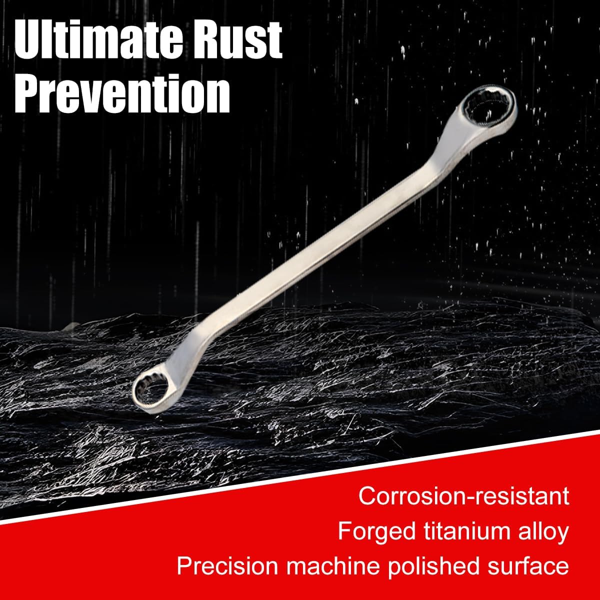 Titanium Alloy Double Box End Wrench Spanner, Non-Magnetic, High/Low Temp Stable, Corrosion & Rust-Proof, Industrial Grade ASTM Standard Premium Double Ring Spanner,T1005(8×10mm)