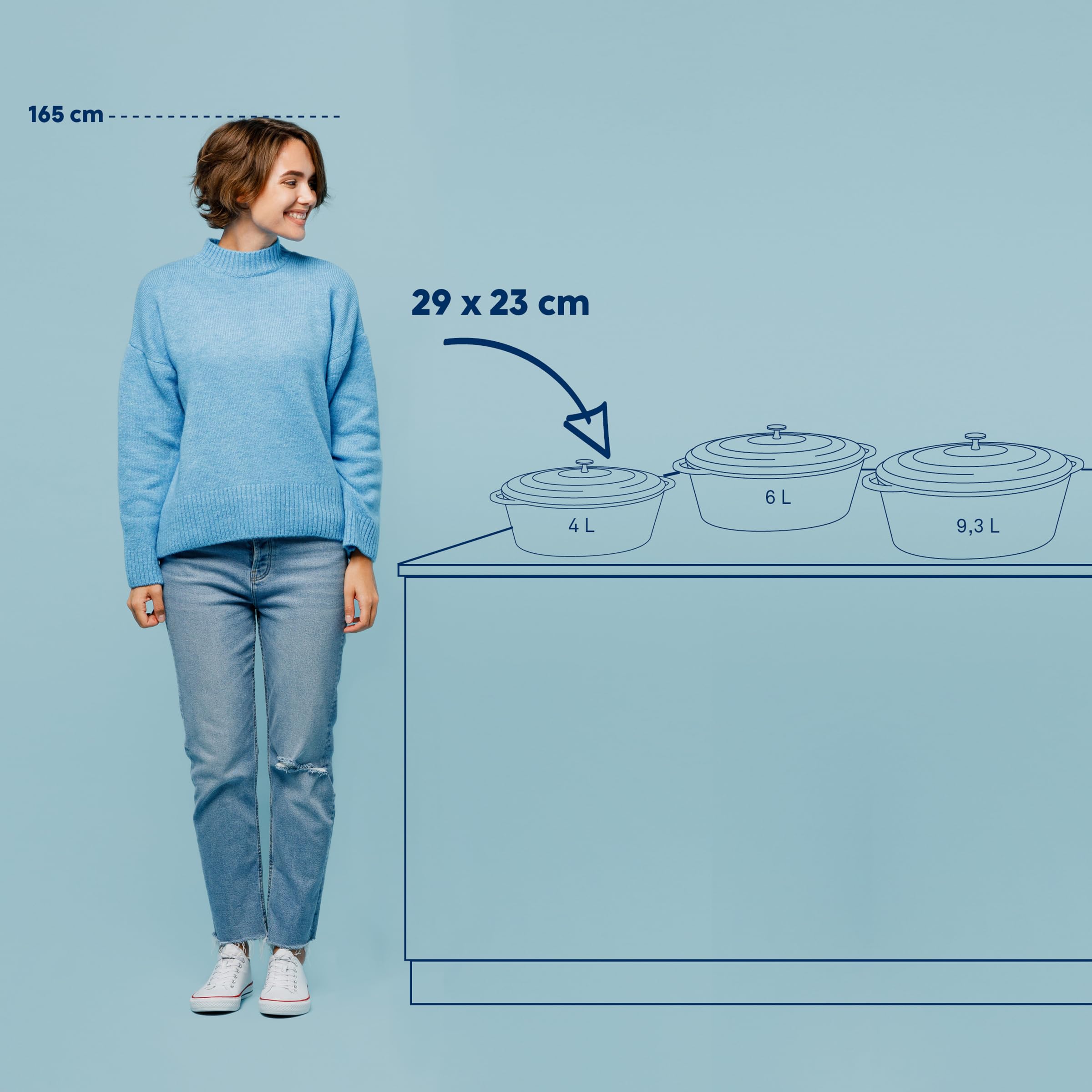 kela Cocotte en fonte ovale 4 litres, Dutch Oven CALIDO, Cuve en fonte à induction avec couvercle, émaillée, noire