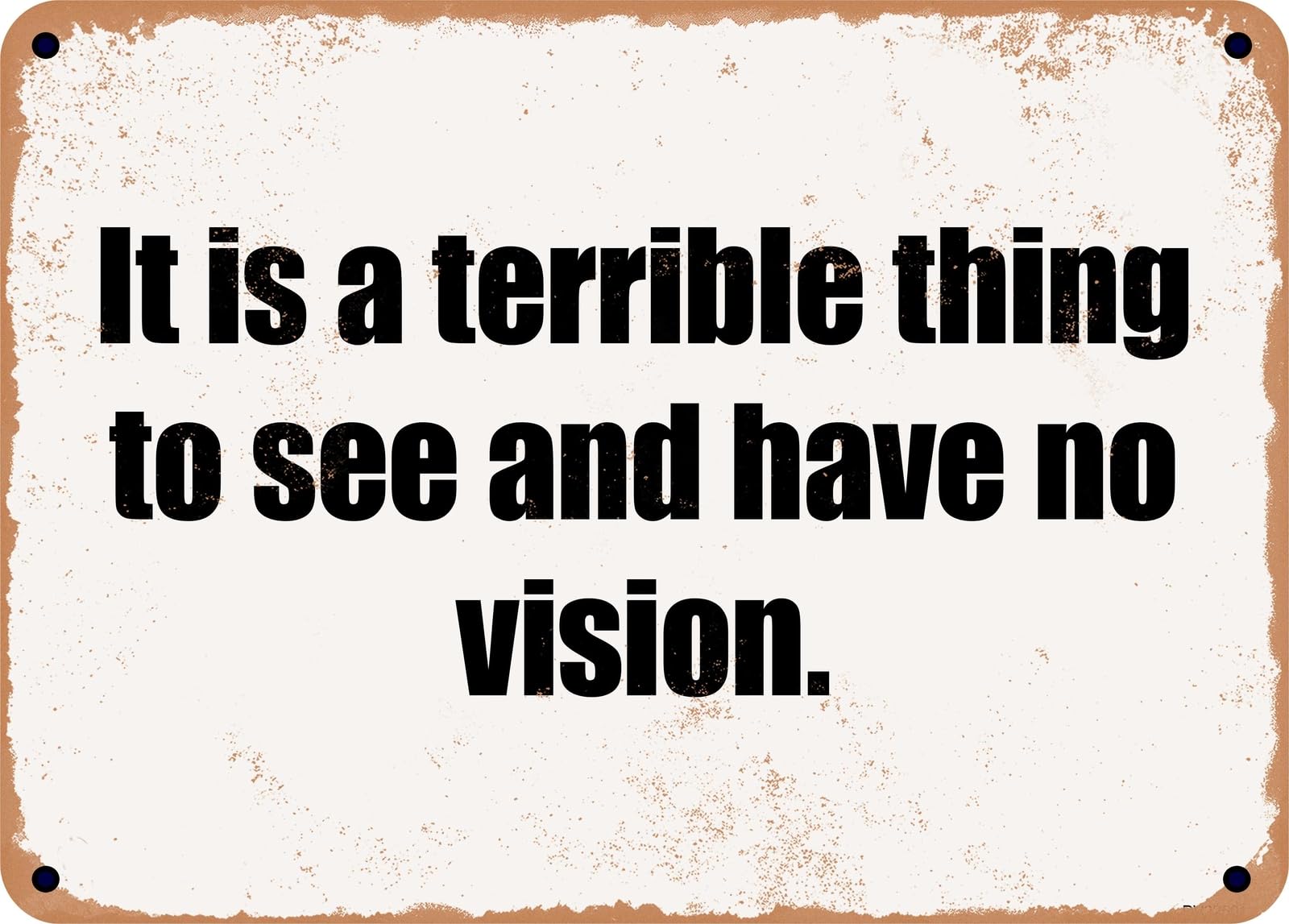 Miaomansenstore Metal Sign - It Is A Terrible Thing To See And Have No Vision Home Decor