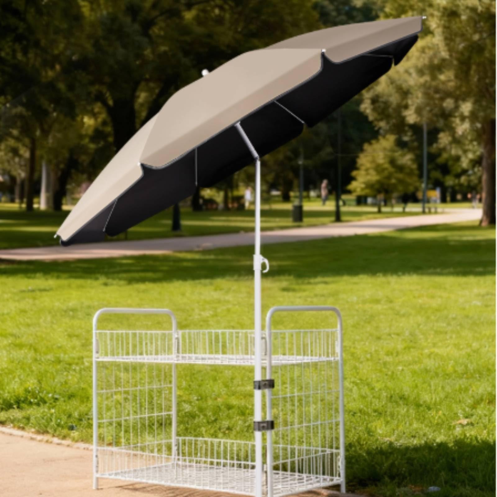 Baoblaze Ombrellone da Mercato Esterno Parasole Tenda Copertura Pongee di Vetro Asta Inclinabile Pieghevole a 115cm per Trasporto Facile Adatto a Banchi, color to 2